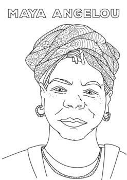 Preview of Maya Angelou Poet Author Coloring Page Womens History Month Resource