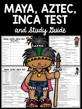 Preview of Maya Aztec Inca Test Mesoamerica 50 questions with study guide
