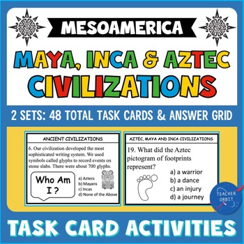 Preview of Maya Inca Aztec Ancient Civilizations Task Card Activity - Mesoamerica