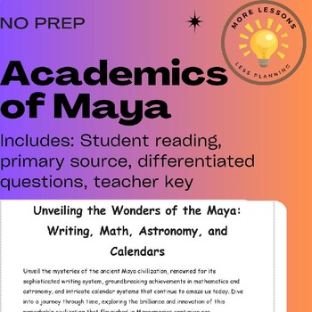 Preview of Maya: Language, Math, Astronomy & Calendars Reading Comprehension Worksheet