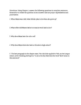 Preview of Maya Lin Chapter 1 Questions