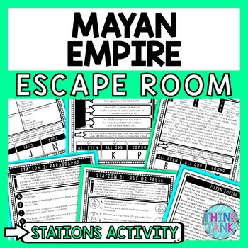 Preview of Mayan Civilization Escape Room Stations - Reading Comprehension Activity