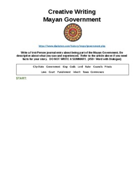 Preview of Mayan Government Writing Online Assignment with Article Link