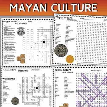 Preview of Mayan culture Fun Puzzles ,Word Search And Crosswords