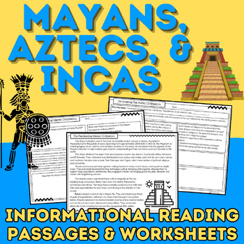 Preview of Mayans, Aztecs, and Incas: Informational Reading Passages & Worksheets