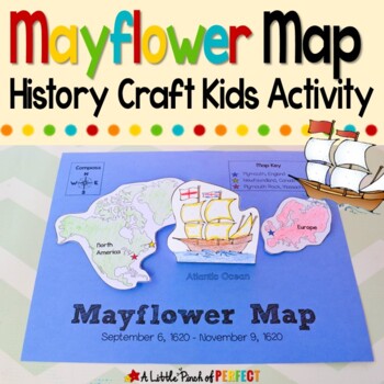 Preview of Mayflower Voyage Map: Thanksgiving History Craft Activity