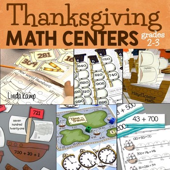 Preview of Thanksgiving Math Centers | Second Grade