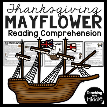 Preview of Mayflower Reading Comprehension Worksheet Plymouth Colony Thanksgiving
