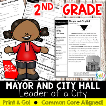 Preview of Mayor and City Hall Reading Packet *2nd GRADE* CCSS Aligned *NO PREP* (SS2CG2c)