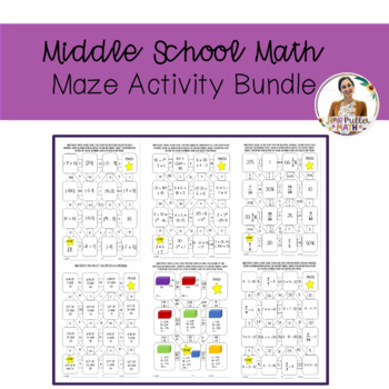 Preview of Middle School Math Maze Activity Bundle