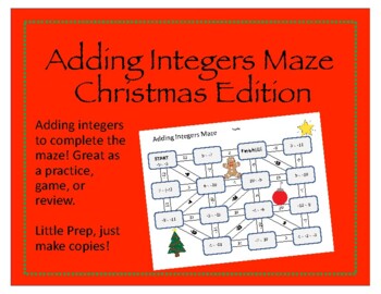 Preview of Maze: Adding Integers (Christmas Edition)