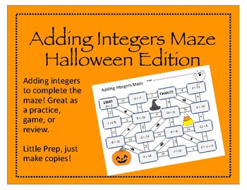 Preview of Maze: Adding Integers (Halloween Edition)