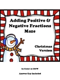Adding Positive & Negative Fractions MAZE - Christmas Math