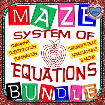 Preview of Maze - BUNDLE Solve System of Equations - Graph, Substitute, Eliminate, & Apps