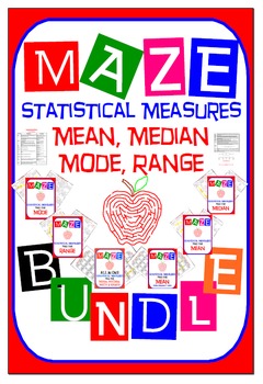 Preview of Maze - BUNDLE Statistical Measures (Mean, Median, Mode, & Range)