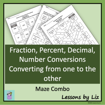Preview of Maze Combo - Fractions, Percent, Decimals and Number Conversions