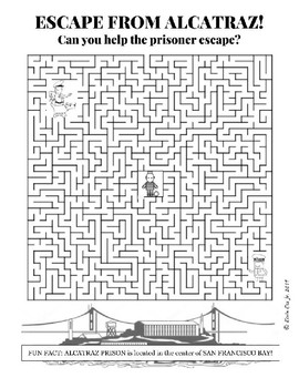 Preview of Maze Escape from Alcatraz Puzzle Worksheet