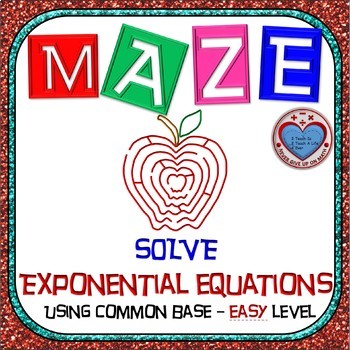 Preview of Maze - Exponential Functions -  Solving Exp Fxns using Common Base - Easy Level
