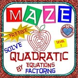 Maze - FREEBIE - Solve Quadratic Equation by Factoring - Level 1