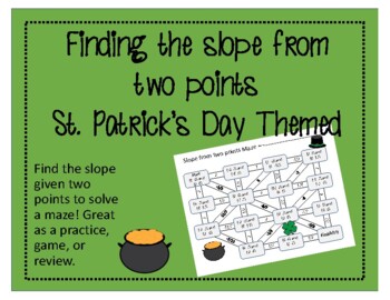 Preview of Maze: Finding the Slope Between Two Points - St. Patrick's Day Themed