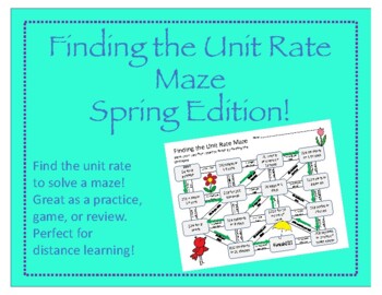 Preview of Maze: Finding the Unit Rate (Spring Edition)