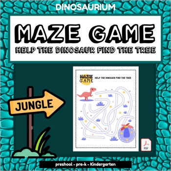 Maze game for children. Help the T- rex dinosaur find right way to