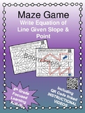 Maze Game Writing Linear Equations Given a Point and a Slope