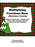 Multiplying Fractions MAZE - Christmas Math - Easy to Check