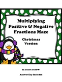 Multiplying Positive & Negative Fractions MAZE - Christmas