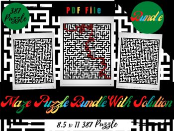 Preview of Bundle 378 Maze Puzzle For Kids With Solution, Printable PDF Sheets