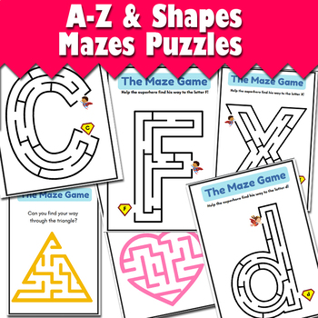 Preview of Maze Puzzles : Alphabets and Shapes Maze Puzzles