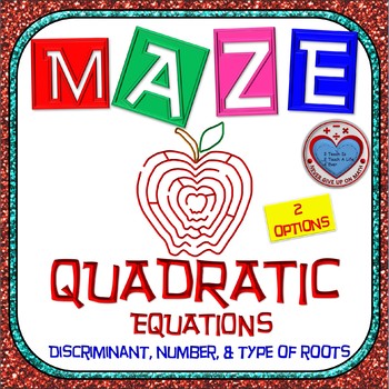 Preview of Maze - Quadratic Functions - Find the discriminant, number, and type of roots
