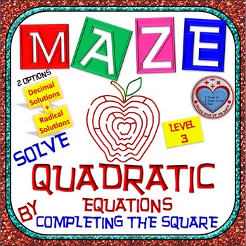 Preview of Maze - Solve Quadratic Equation by Completing the Square Level 3