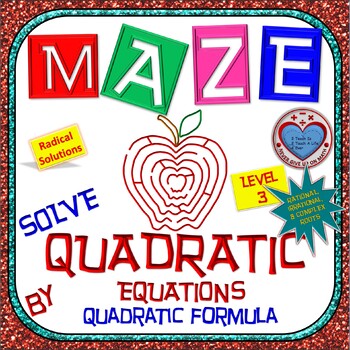 Preview of Maze - Solve Quadratic Equation using The Quadratic Formula - Level 3