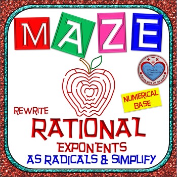 Preview of Maze - Rational Exponents: Rewrite as Radicals and Simplify