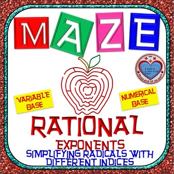 Preview of Maze - Rational Exponents - Simplify Radicals with Different Indices