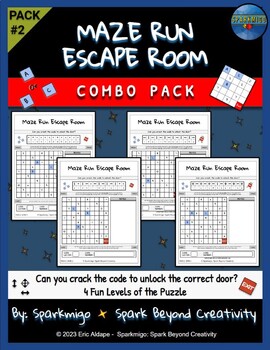 Preview of Maze Run Escape Room Logic Puzzle Game Fun Activity Challenge Pack # 2 No Prep