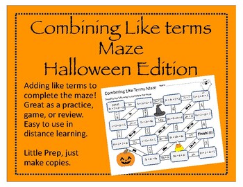 Preview of Maze: Simplify by Combining Like Terms (Halloween Edition)