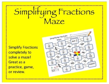 Preview of Maze: Simplifying Fractions