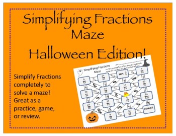 Preview of Maze: Simplifying Fractions (Halloween Edition)