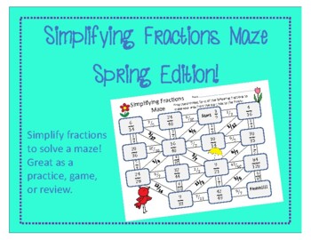 Preview of Maze: Simplifying Fractions (Spring Edition)