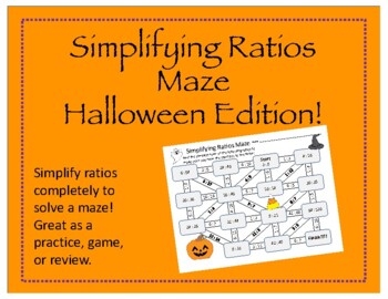 Preview of Maze: Simplifying Ratios (Halloween Edition)