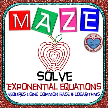 Preview of Maze - Solve Exponential Equations (use Common Base & Log) - 2 versions