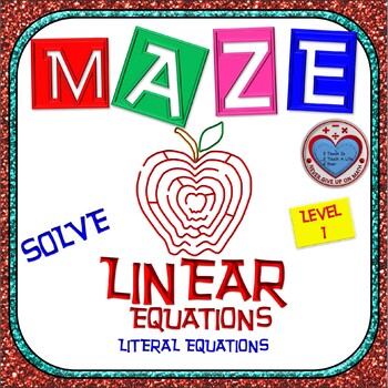 Preview of Maze - Solve Literal Equations: Level 1
