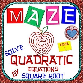 Preview of Maze - Solve Quadratic Equation by applying the Square Root Property Level 1