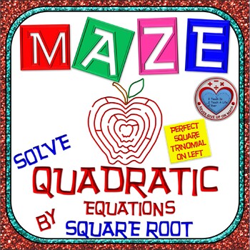 Preview of Maze - Solve Quadratic Equation with Perfect Square Trinomial (use Square Root)