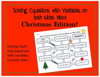Preview of Maze: Solving Equations with Variables on both sides - Christmas Themed