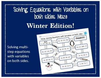 Preview of Maze: Solving Equations with Variables on both sides - Winter Themed