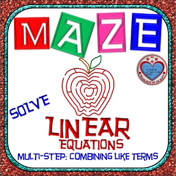 Preview of Maze - Solving Multi Step Linear Equations: Combine Like Terms (Same Side)