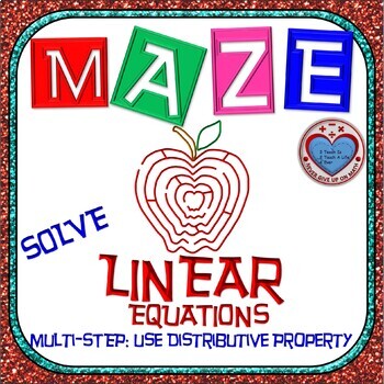 Preview of Maze - Solving Multi Step Linear Equations: Distributive Property (One Side)